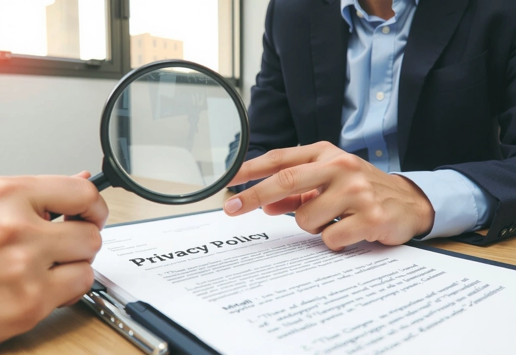 Oameni care citesc un document de confidențialitate, simbolizând transparența