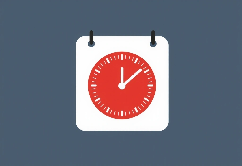 Calendar cu o dată marcată și un ceas simbolizând actualizări